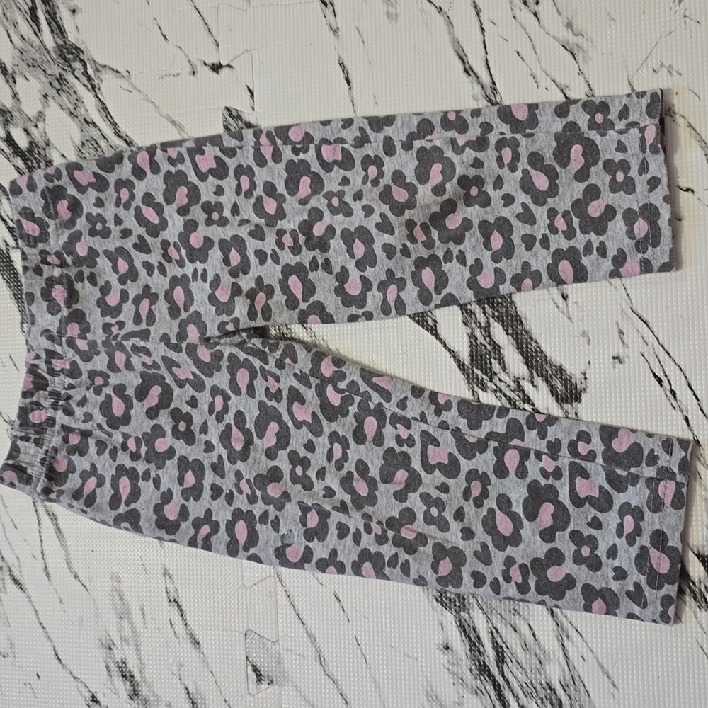 Starting Out Gray and Pink Patterned Kids Leggings